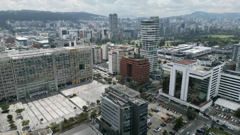 Aerial view of the financial area in northern Quito, taken on October 25, 2023. (Photo by Rodrigo BUENDIA / AFP)