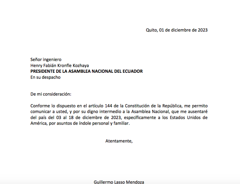 $!Guillermo Lasso salió del Ecuador el pasado 3 de diciembre: esto se conoce sobre su viaje