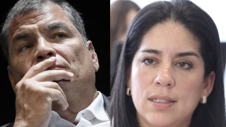 El expresidente Rafael Correa y la abogada Mónica Luzárraga.
