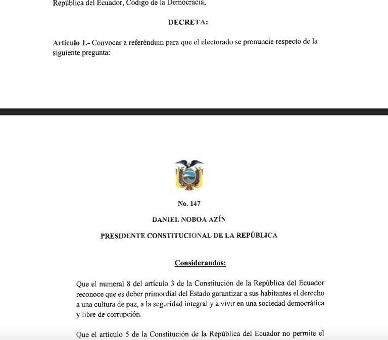 $!Decreto de Daniel Noboa.