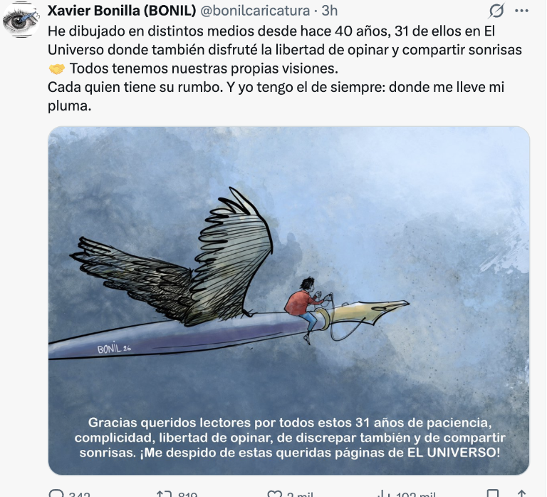 $!Bonil se despide de diario El Universo.