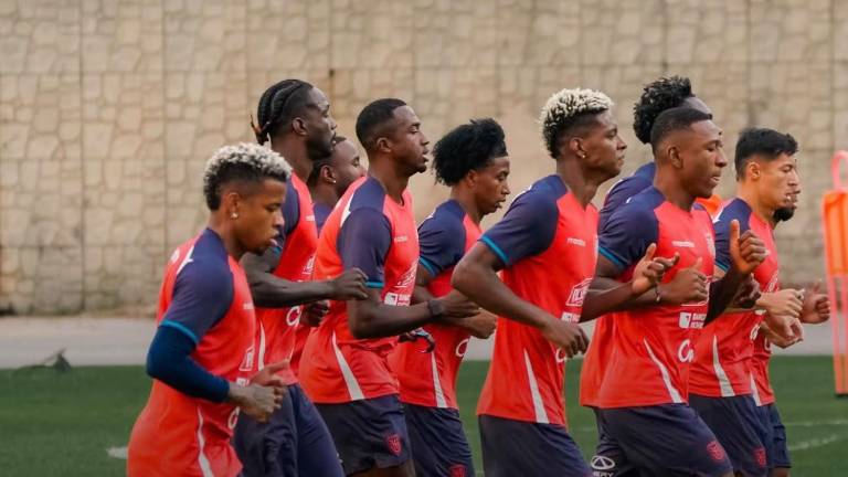 Jugadores de la selección Ecuador durante un entrenamiento.