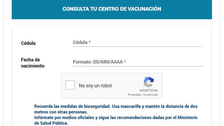En plataforma del CNE se consulta lugar y fecha de vacunación