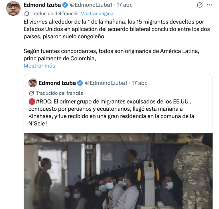$!Autoridad de la RDC informó sobre el traslado de migrantes.