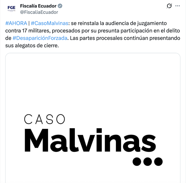 $!Reinstalación del juicio en el caso Malvinas.