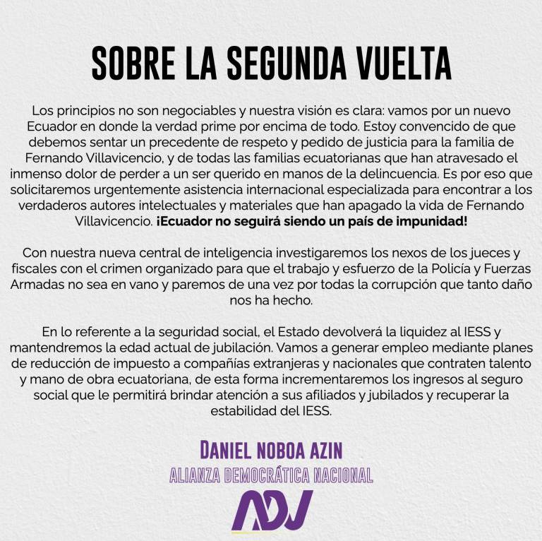 $!Daniel Noboa afirma que pedirá más apoyo internacional para investigar asesinato de Fernando Villavicencio
