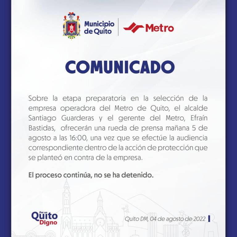 $!¿Nuevo traspié en el Metro de Quito?