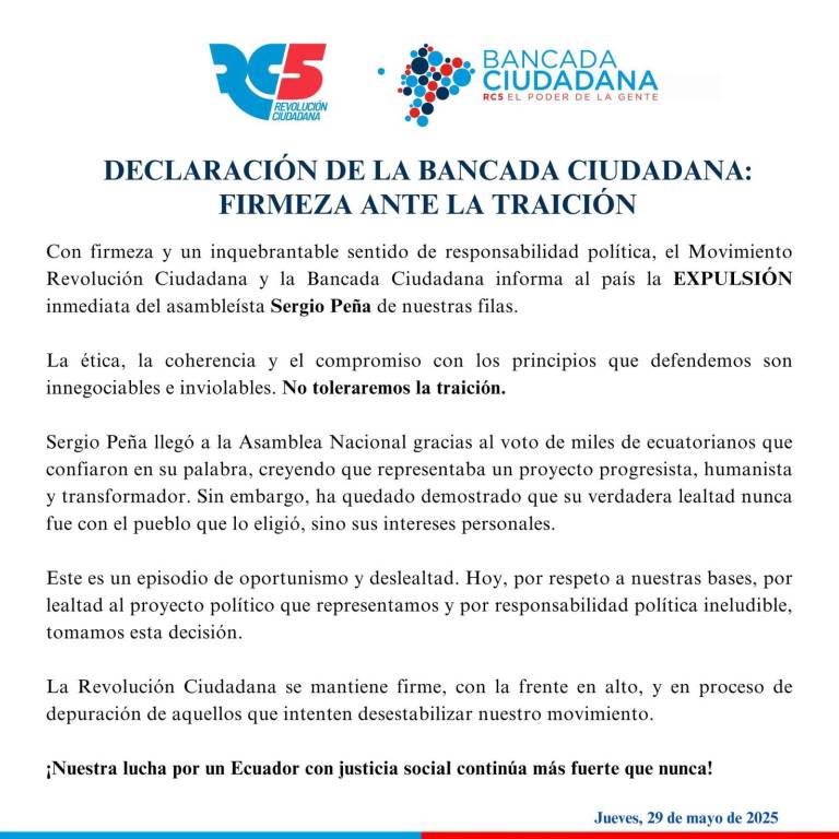 $!Comunicado de la RC.