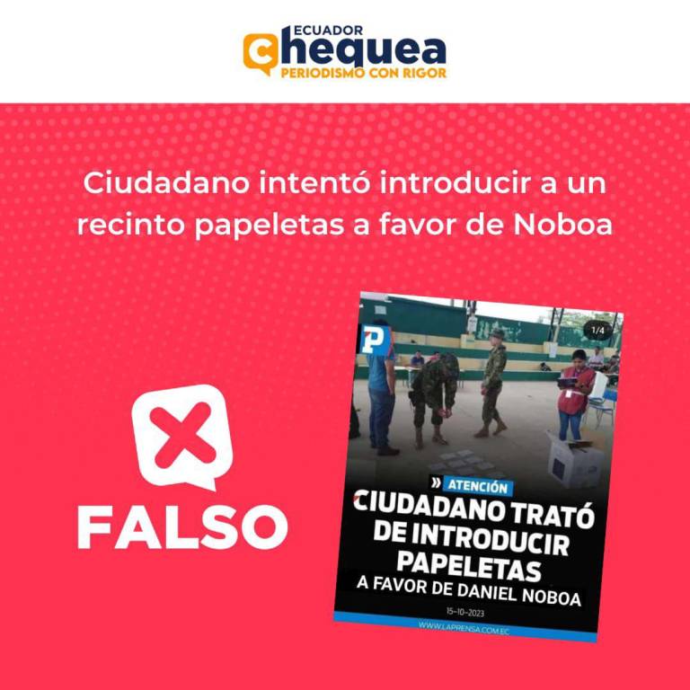 $!FALSO: “Ciudadano trató de introducir papeletas a favor de Daniel Noboa”