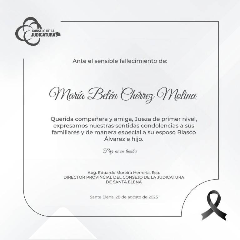 $!Nota de pesar por la muerte de la jueza de Santa Elena.