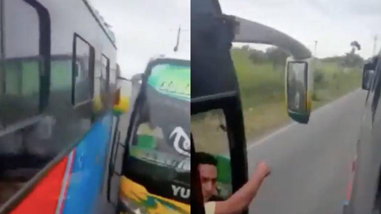 Indignante: choferes de buses fueron captados compitiendo en una ruta de Vinces, provincia de Los Ríos