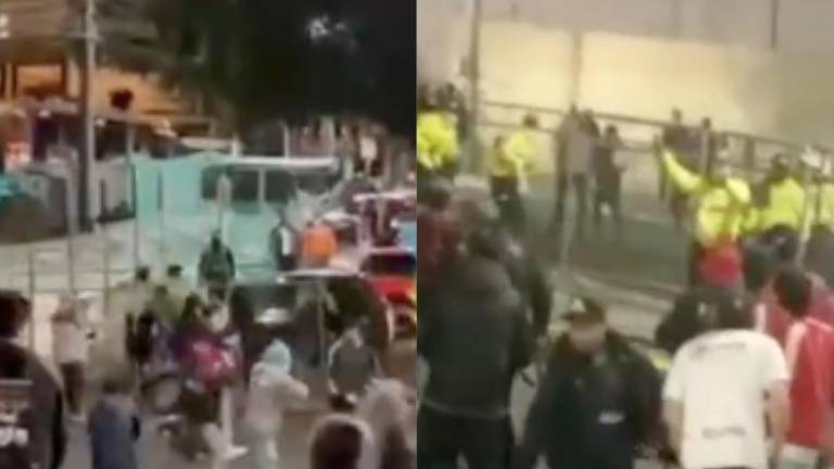 Hinchas se enfrentaron con piedras y armas en los exteriores del estadio Bellavista de Ambato