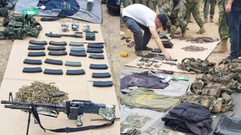 Hallan municiones, armas y uniformes en una base de descanso de presuntos grupos armados en Mataje