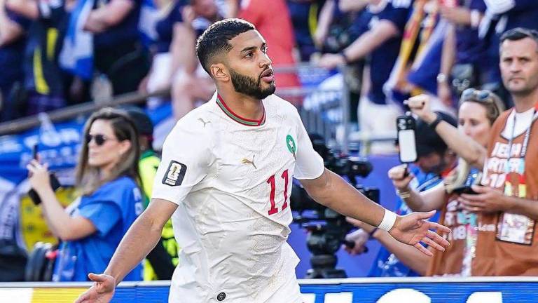 Ismael Saibari, celebrando el gol anotado en el partido entre Marruecos y Escocia.
