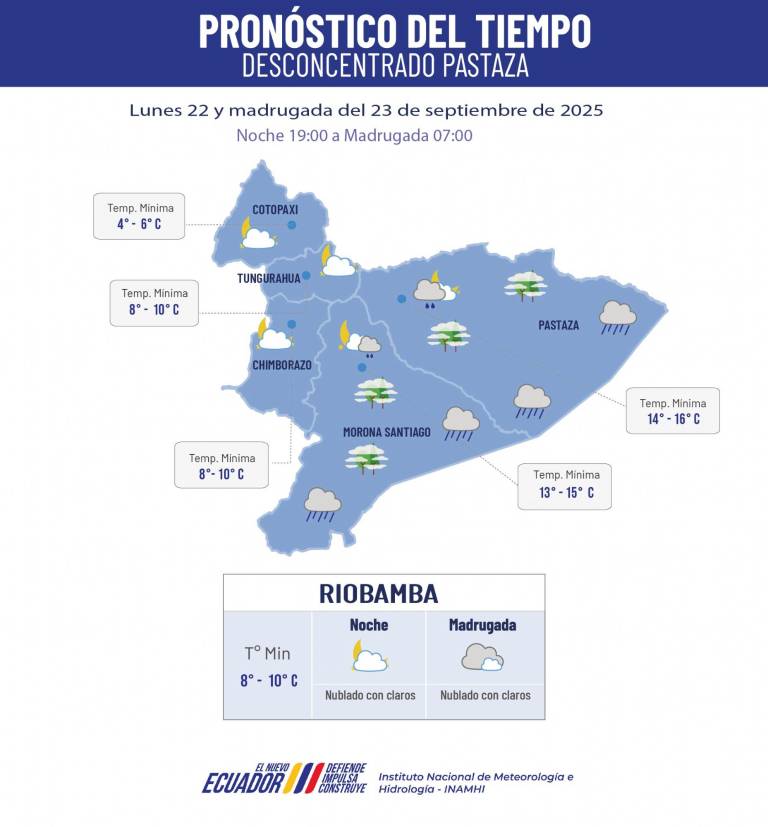 $!En la región Amazónica se prevén fuertes lluvias en Pastaza y Morona Santiago.