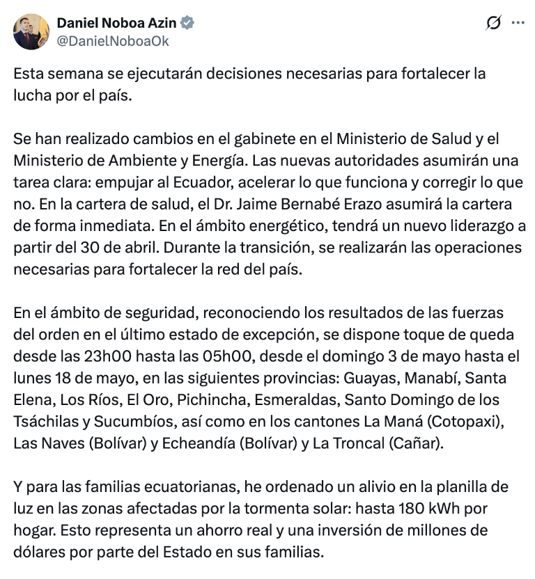 $!Mensaje del presidente Daniel Noboa.