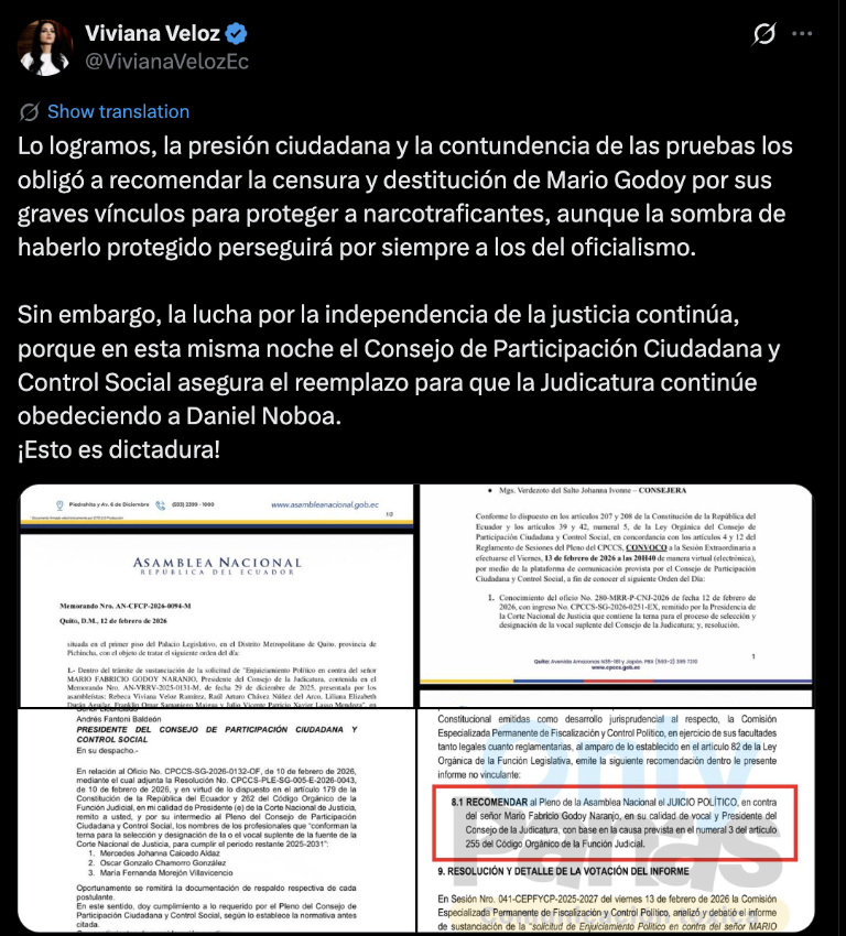 $!Tuit de Viviana Veloz tras la filtración del informe.