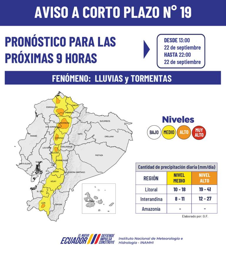 $!Lluvias y tormentas afectarán la región Sierra, según Inamhi.