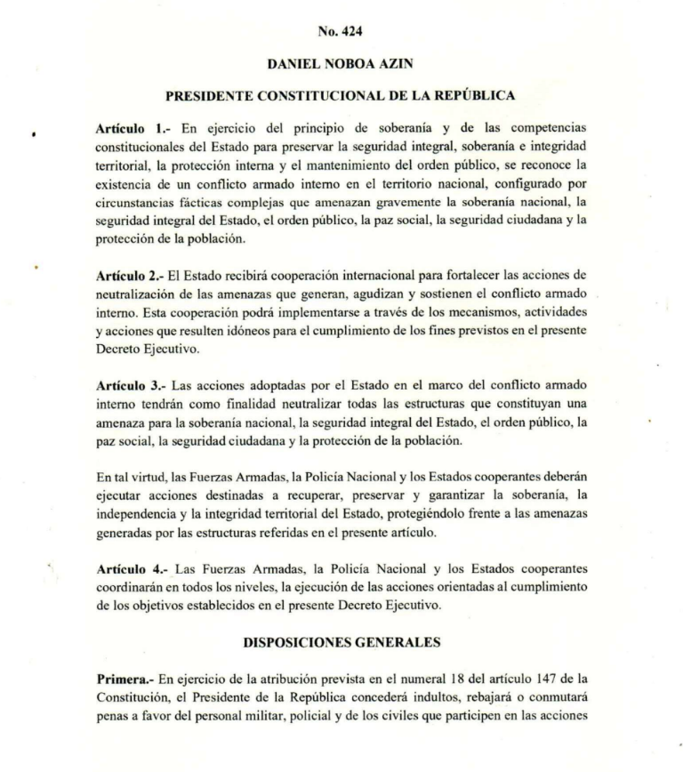 $!Decreto 424 del presidente Daniel Noboa.