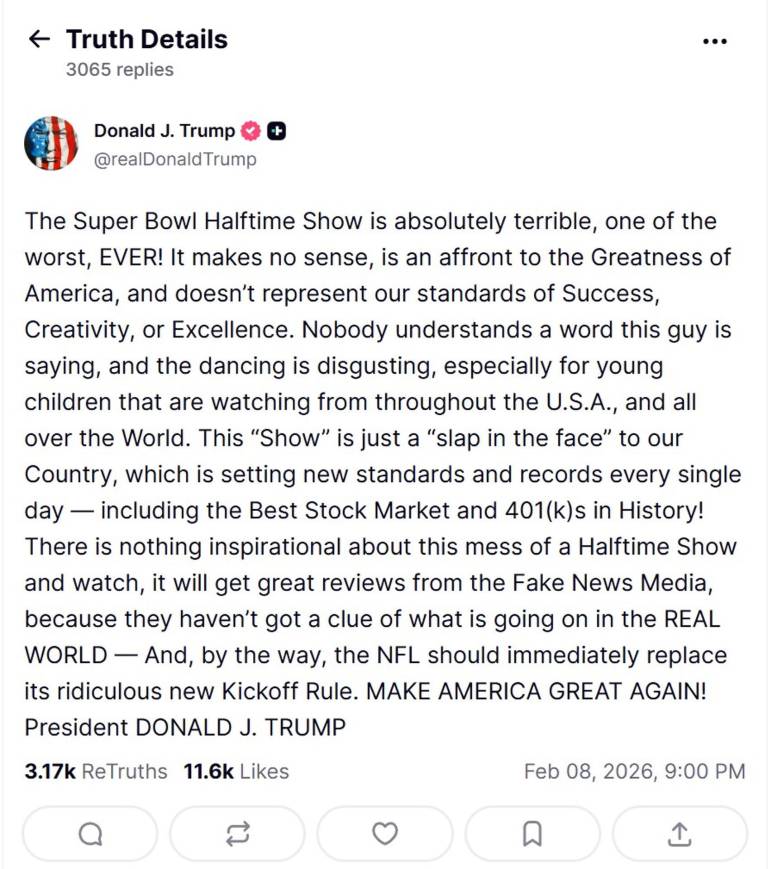 $!Captura de panta que muestra una publicación relacionada al Super Bowl.