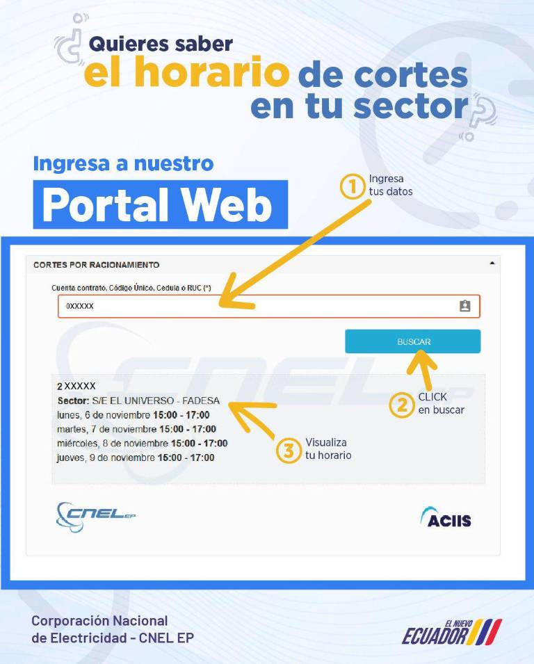 $!Horarios de corte de luz en Guayaquil para este miércoles 17 de abril; puede verificar horas específicas con la cédula