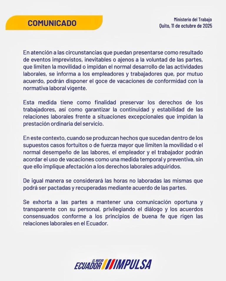 $!Comunicado oficial, emitido este 11 de octubre de 2025.