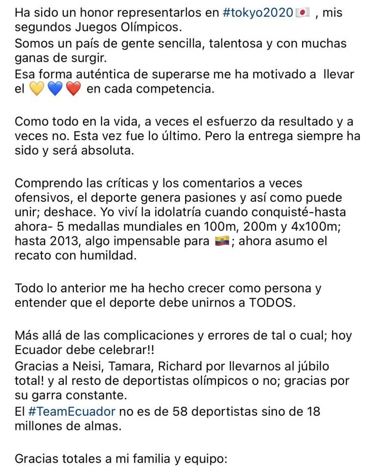 $!El emotivo mensaje de Ángela Tenorio: “El team Ecuador no es de 58 deportistas, sino de 18 millones de almas”