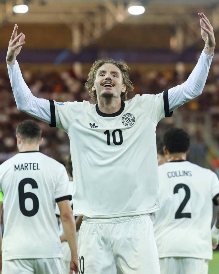 $!Nick Woltemade, jugador de la Selección alemana, festeja un gol.