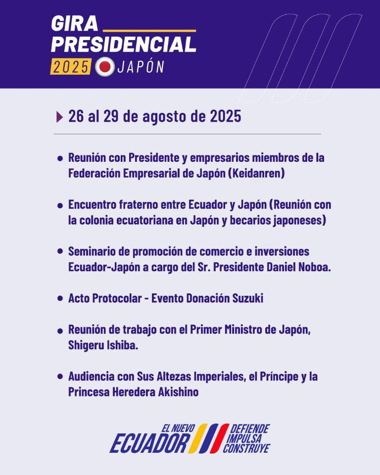 $!Visita oficial de Daniel Noboa a Japón: Estas son todas las actividades que llevará a cabo el mandatario