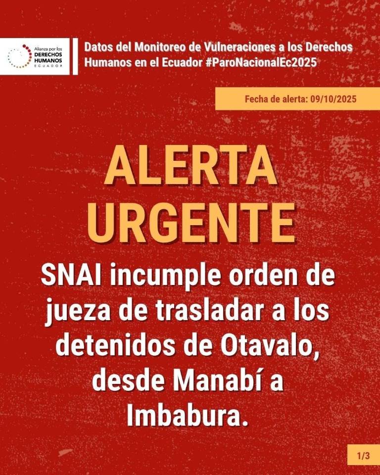 $!Organizaciones de derechos humanos alertan que indígenas de Otavalo aún no son rasladados a Imbabura