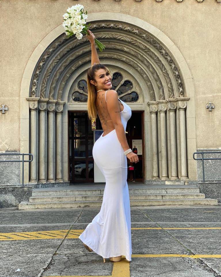 $!Cristina Galêra, modelo brasileña el día de su 'boda'.