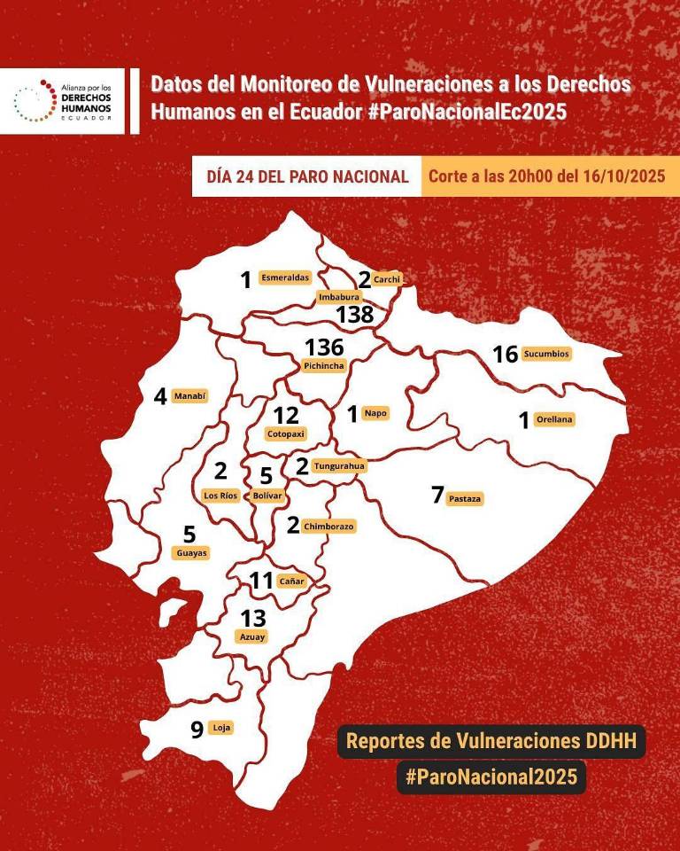 $!Mapa de reportes de vulneraciones de derechs humanos durante el Paro Nacional 2025.