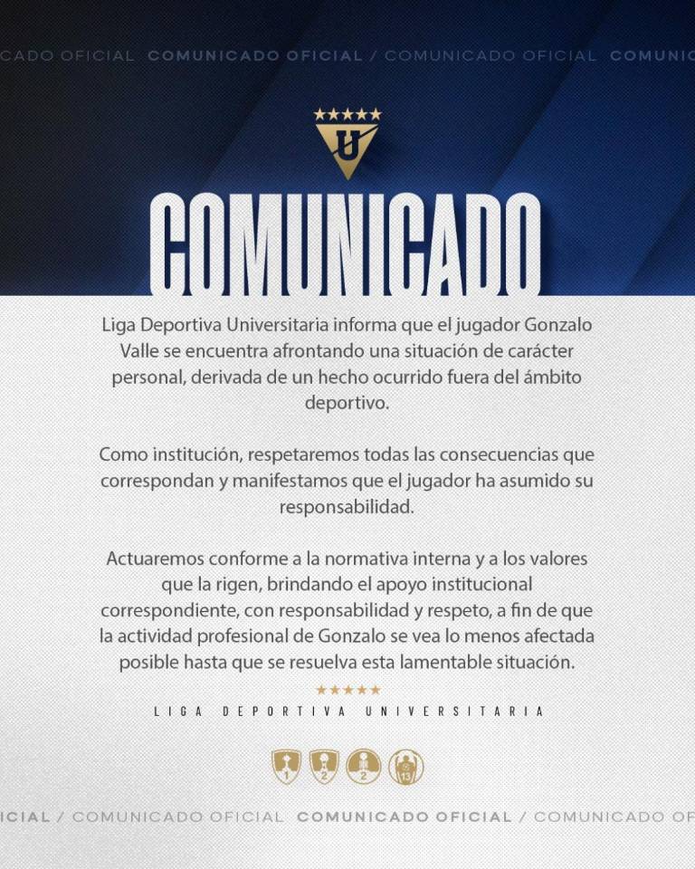 $!Liga de Quito se pronunció sobre el incidente con Valle.