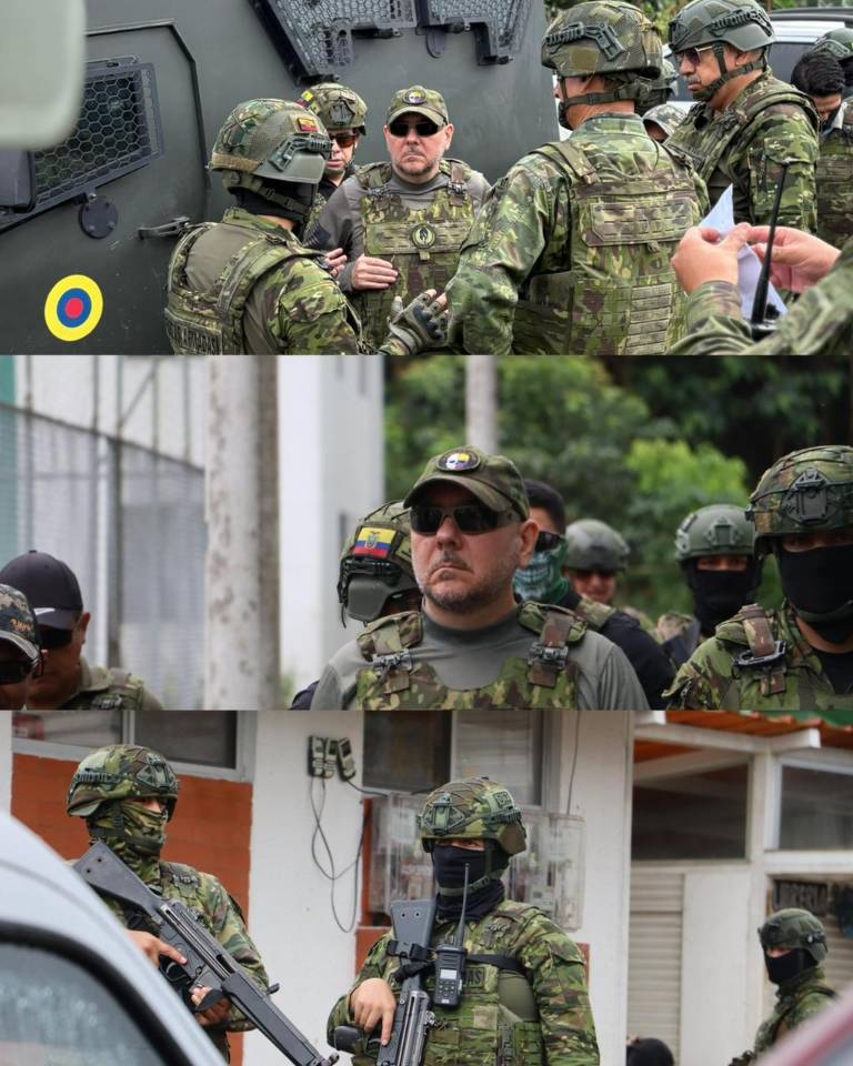 $!Fotografía que muestra a efectivos miliares y al ministro Gian Carlo Loffredo (C).