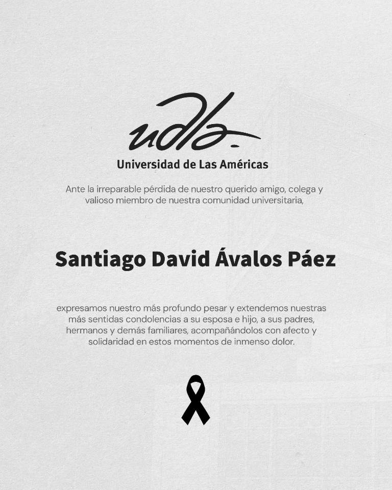 $!Nota de pesar de la UDLA por el asesinato de su gerente financiero.
