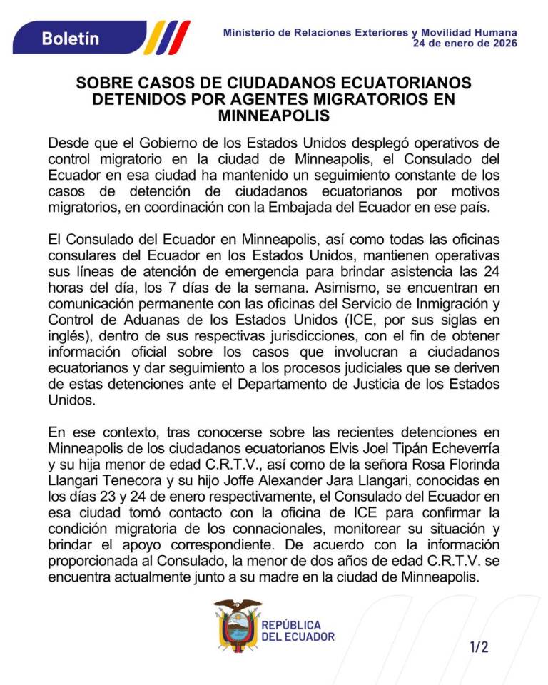 $!Comunicado de la Cancillería de Ecuador sobre Chloe.