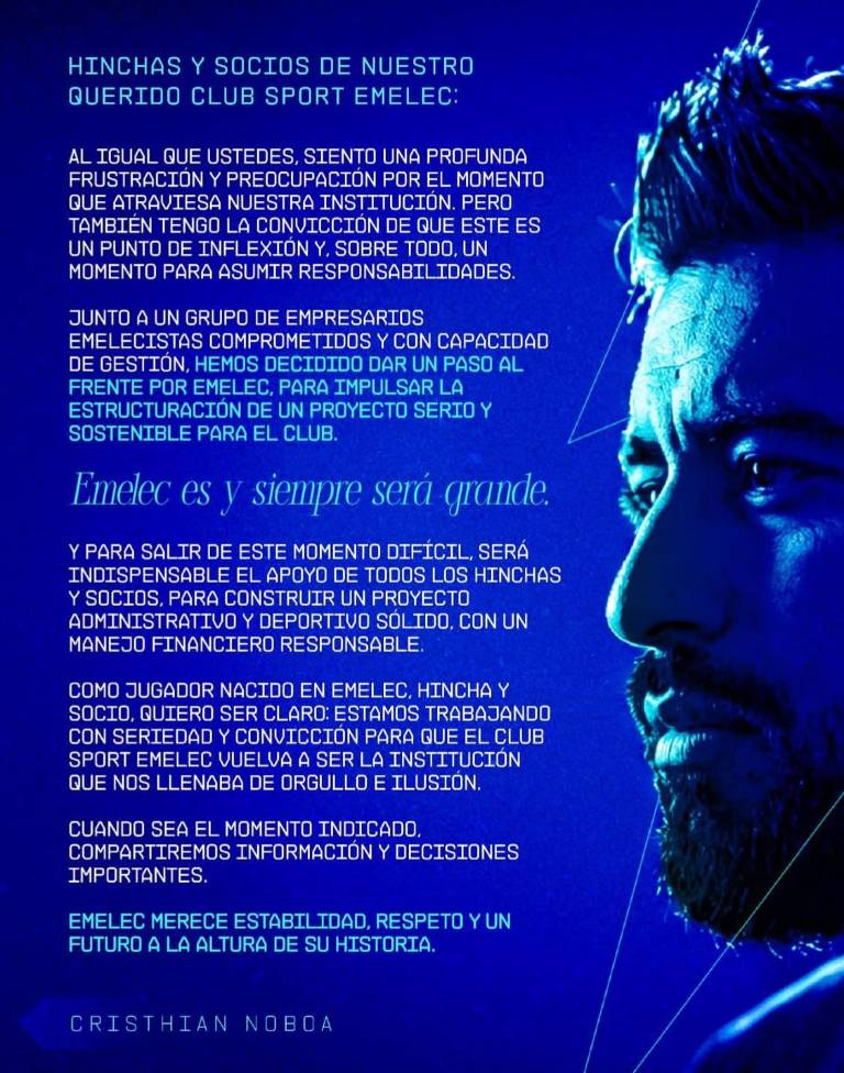 $!Comunicado publicado por el 'Zar' sobre la situación institucional de Emelec.