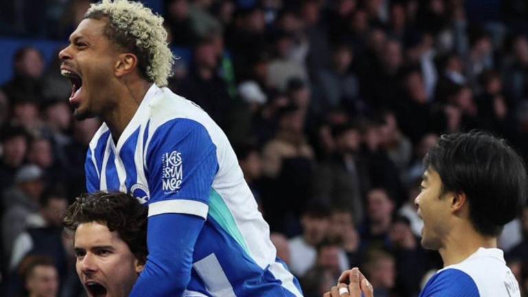 Jugadores del Brighton celebrando el gol realizado al Chelsea.