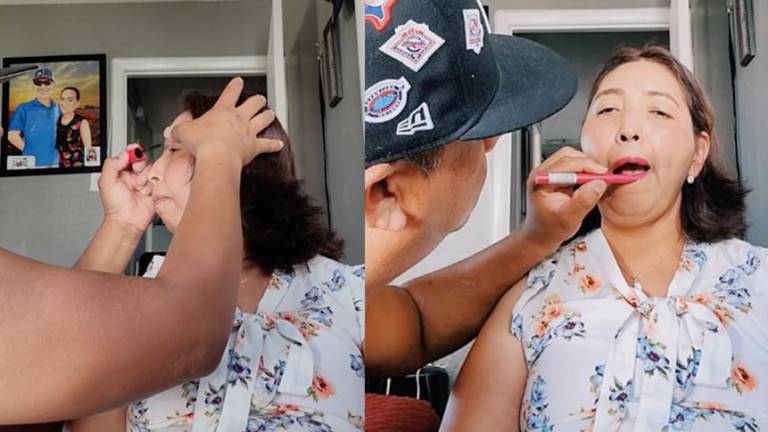 Su esposa sufrió un derrame cerebral y él aprendió a maquillar para ayudarla