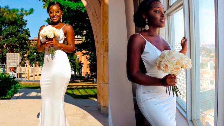 “Nadie me cree lo que pagué”: Mujer se casó usando un vestido de 39 dólares y la historia se volvió viral