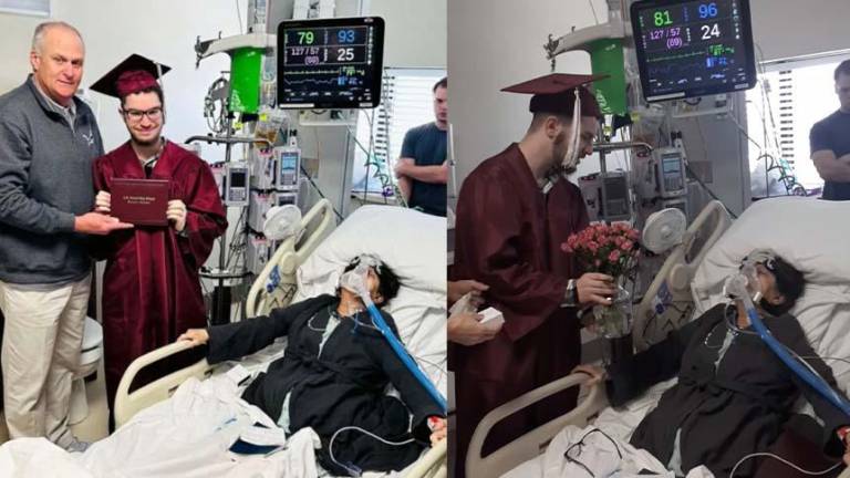 Se graduó en un hospital para que su madre enferma pueda estar en la ceremonia