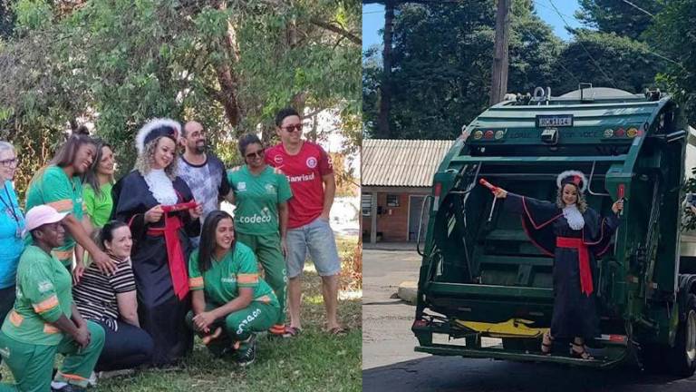 Mujer celebra su título universitario con sesión fotográfica en el camión de basura donde trabajó 12 años