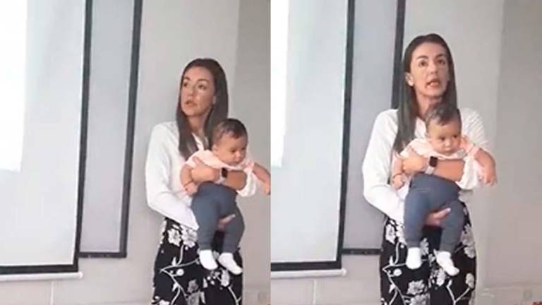 Maestra universitaria cargó al bebé de su alumna para que ella pueda prestar a tención a la clase