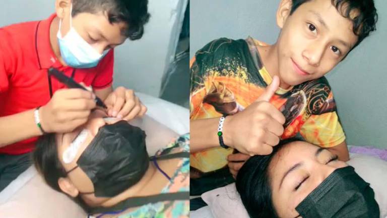 Joven de 13 años aplica extensiones de pestañas a cambio de útiles escolares