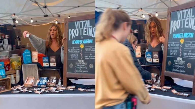 Jennifer Aniston apareció en un mercado promocionando sus productos