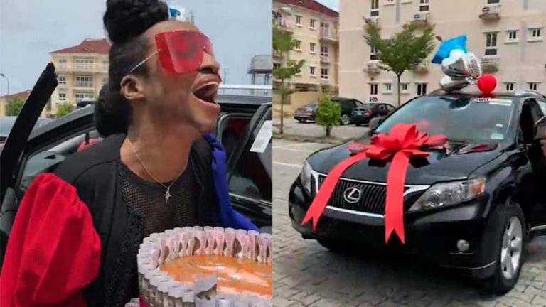 Sus amigos le regalaron un auto y dinero en efectivo por su cumpleaños