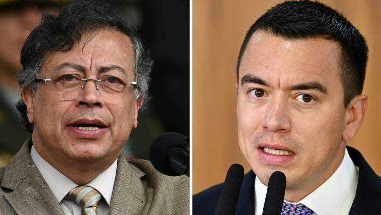 Combo de fotografías del presidente colombiano, Gustavo Petro, y el mandatario de Ecuador, Daniel Noboa.