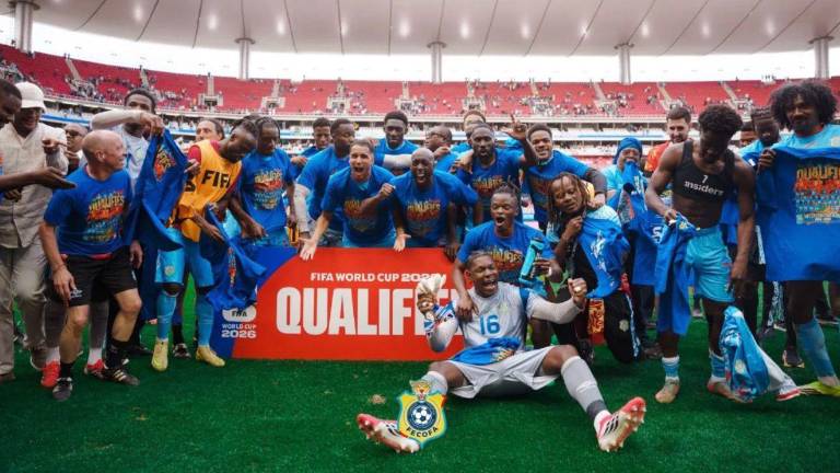 Jugadores de la República Democrática del Congo celebrando la clasificación al Mundial 2026.