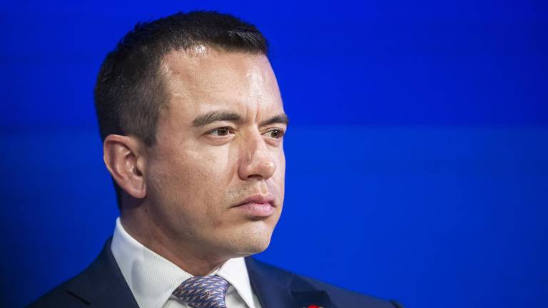 Daniel Noboa Azín, Presidente de Ecuador, asiste a una sesión de panel en la 56ª reunión anual del Foro Económico Mundial (FEM) en Davos, Suiza, el 20 de enero de 2026.