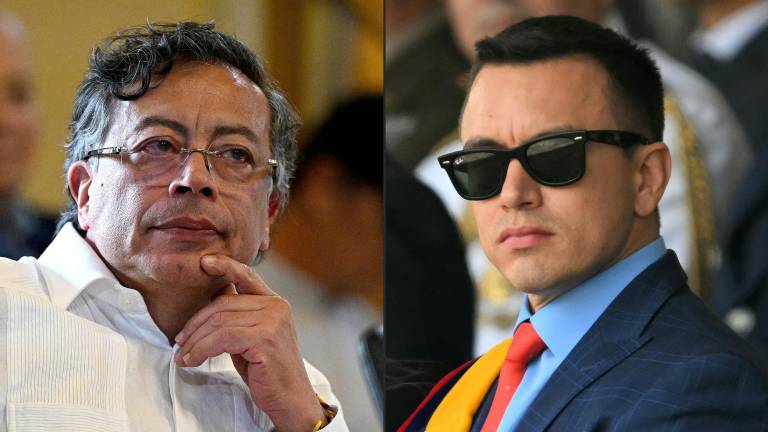 Combo de fotografías del presidente colombiano, Gustavo Petro, y el mandatario de Ecuador, Daniel Noboa. (AFP)